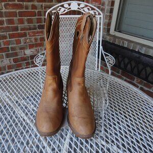 DINGO Women's Blonde Leather Rounded Toe Cowboy Boots Size 7.5-8